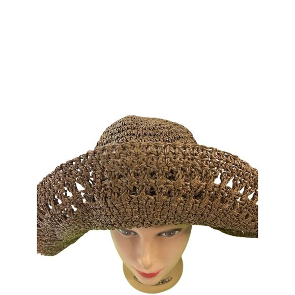 Time and Tru Brown paper beach hat rn#52469 - Picture 1 of 7